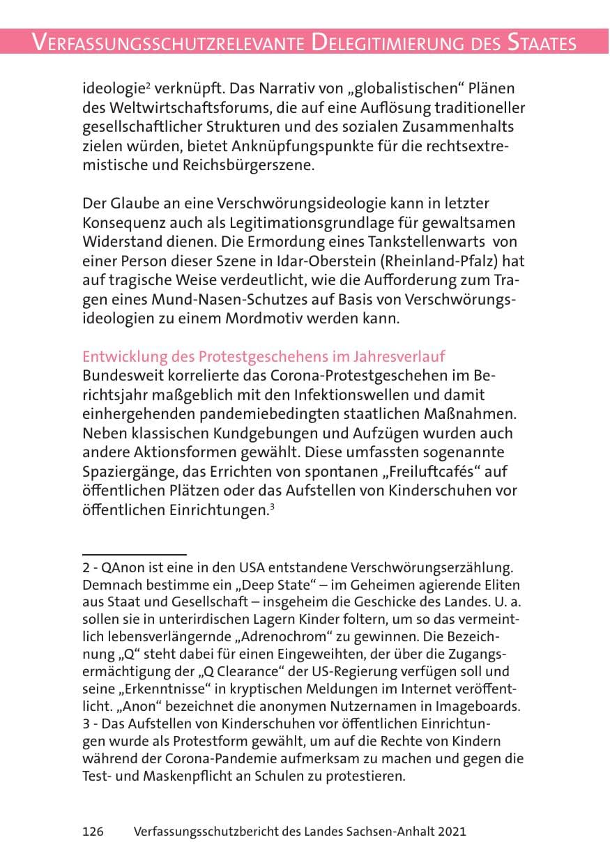 Seite 128 des Verfassungsschutzbericht 2021 Sachsen-Anhalt