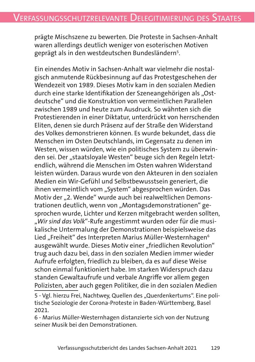 Seite 131 des Verfassungsschutzbericht 2021 Sachsen-Anhalt