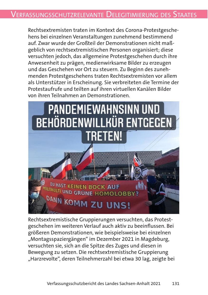 Seite 133 des Verfassungsschutzbericht 2021 Sachsen-Anhalt