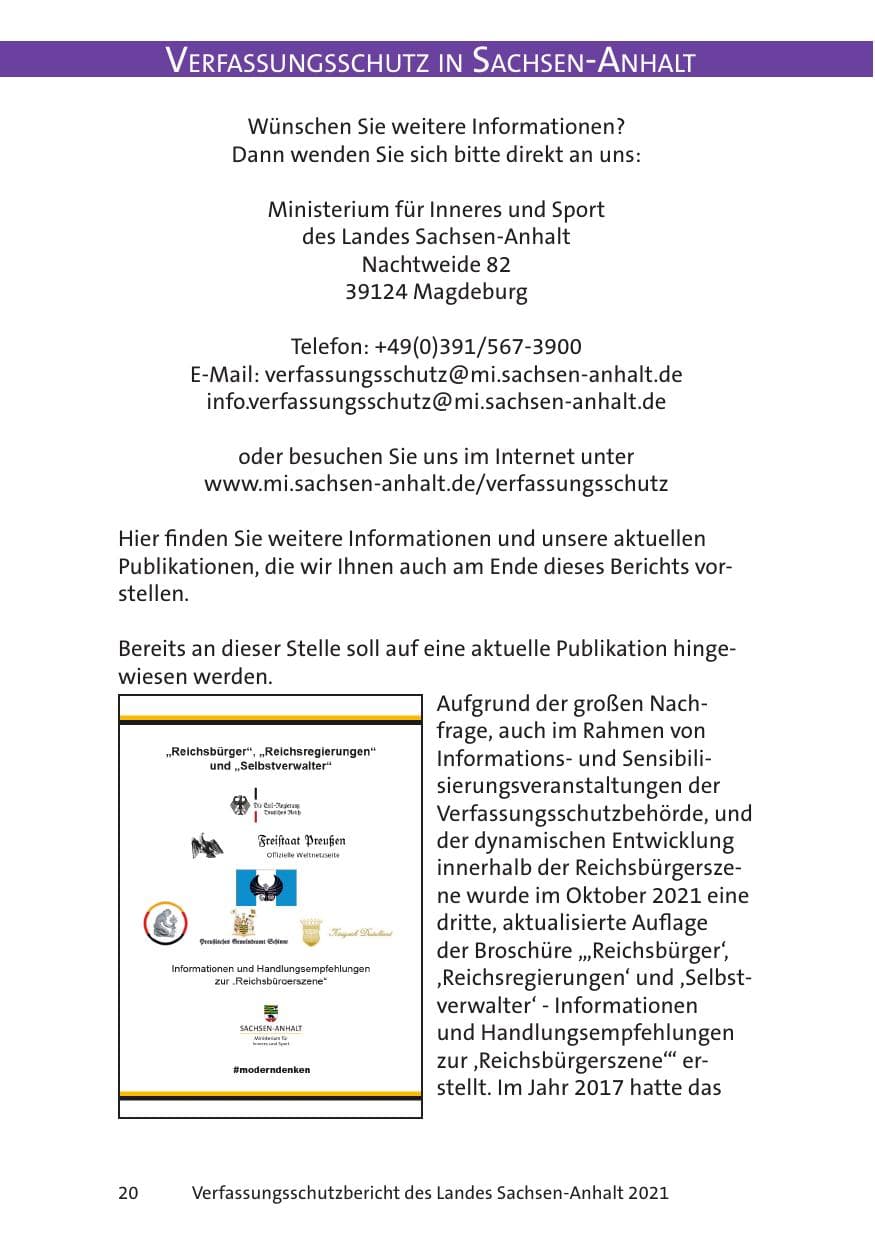 Seite 22 des Verfassungsschutzbericht 2021 Sachsen-Anhalt