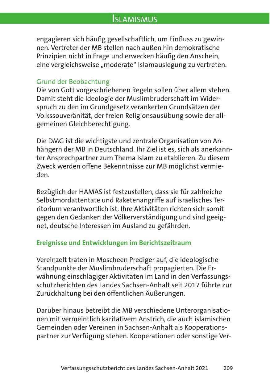 Seite 211 des Verfassungsschutzbericht 2021 Sachsen-Anhalt
