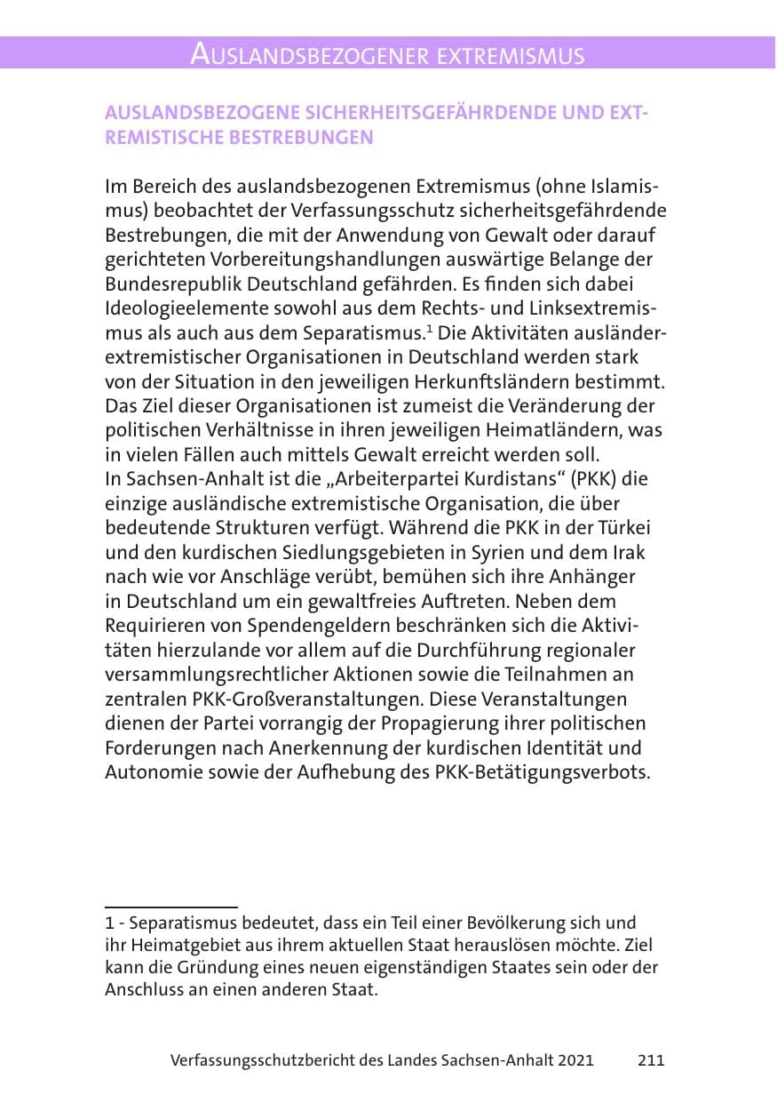 Seite 213 des Verfassungsschutzbericht 2021 Sachsen-Anhalt