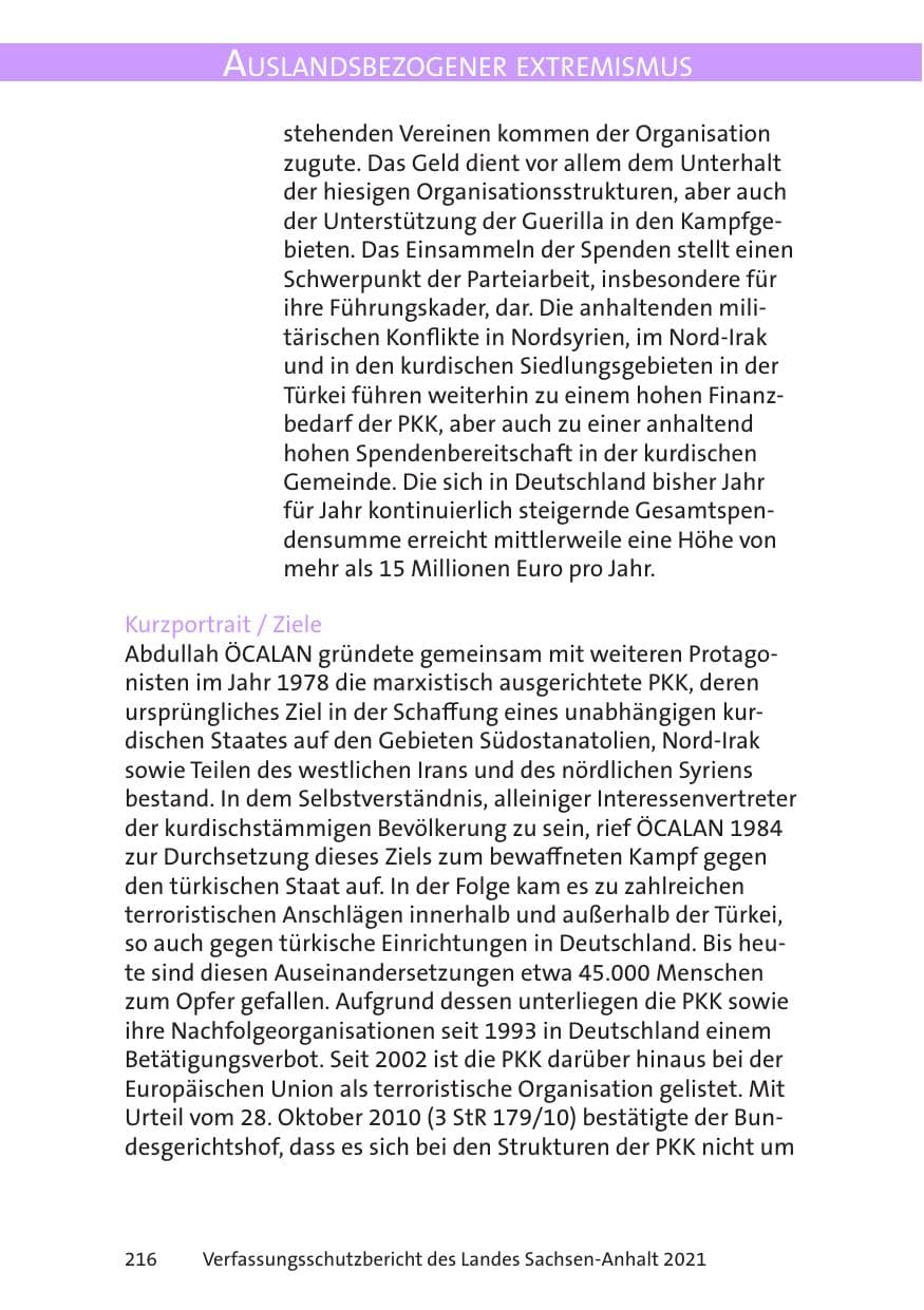 Seite 218 des Verfassungsschutzbericht 2021 Sachsen-Anhalt