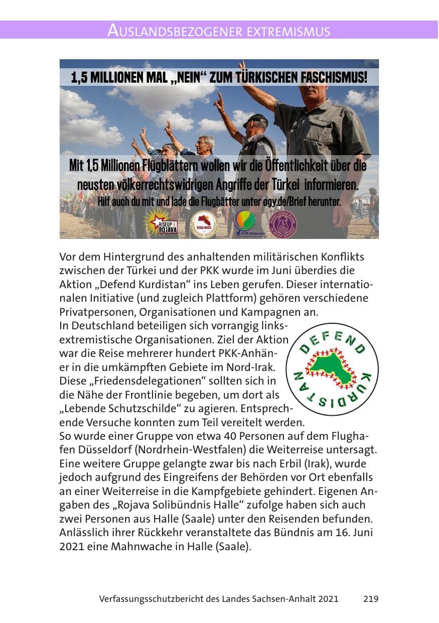 Seite 221 des Verfassungsschutzbericht 2021 Sachsen-Anhalt