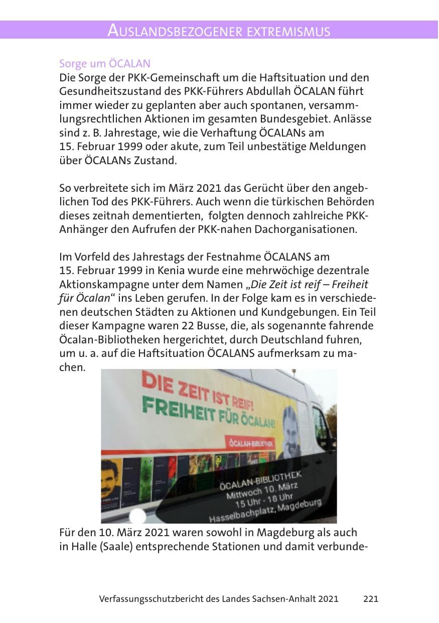 Seite 223 des Verfassungsschutzbericht 2021 Sachsen-Anhalt