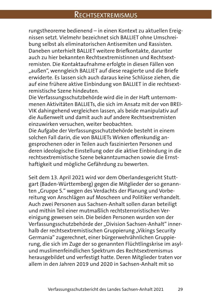 Seite 31 des Verfassungsschutzbericht 2021 Sachsen-Anhalt