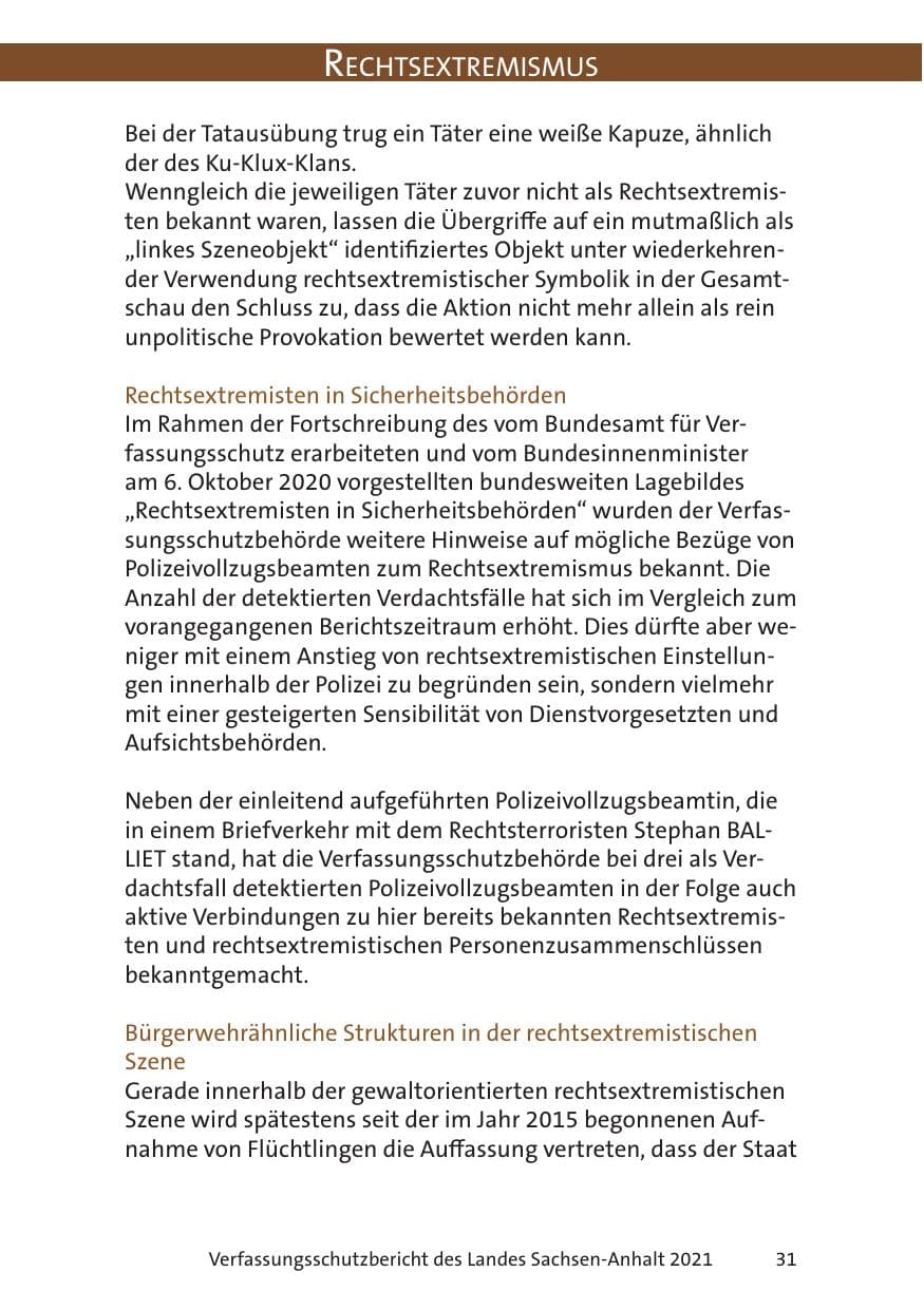 Seite 33 des Verfassungsschutzbericht 2021 Sachsen-Anhalt