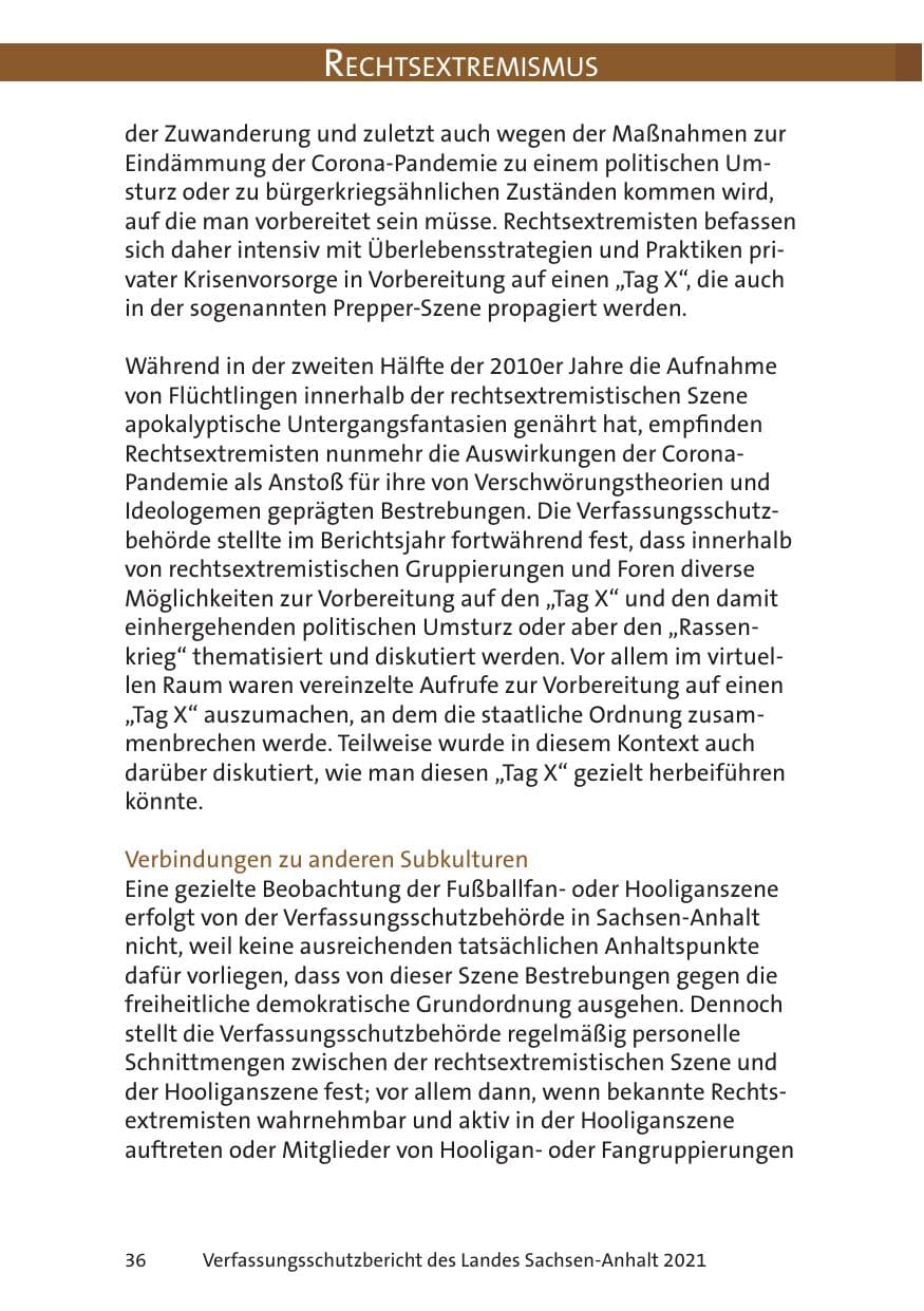 Seite 38 des Verfassungsschutzbericht 2021 Sachsen-Anhalt