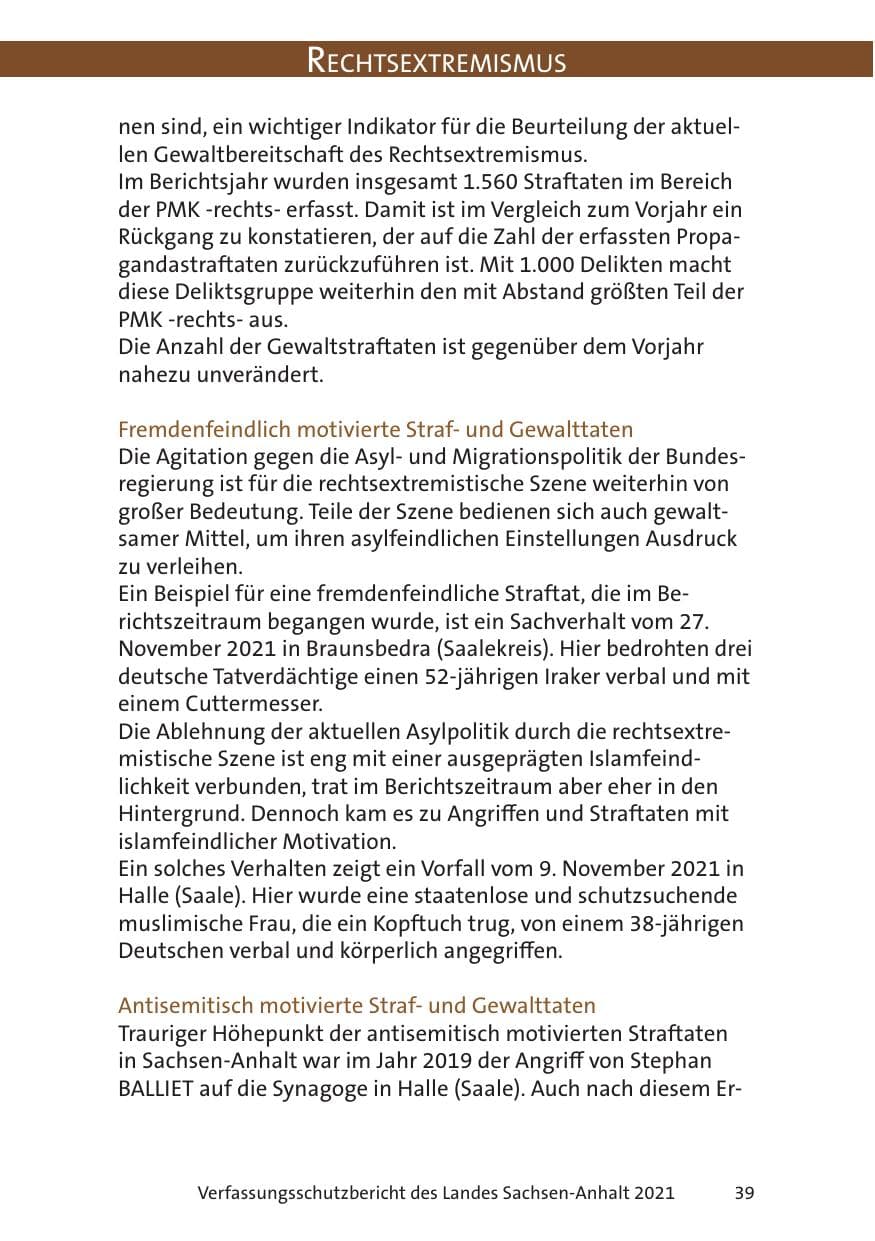 Seite 41 des Verfassungsschutzbericht 2021 Sachsen-Anhalt