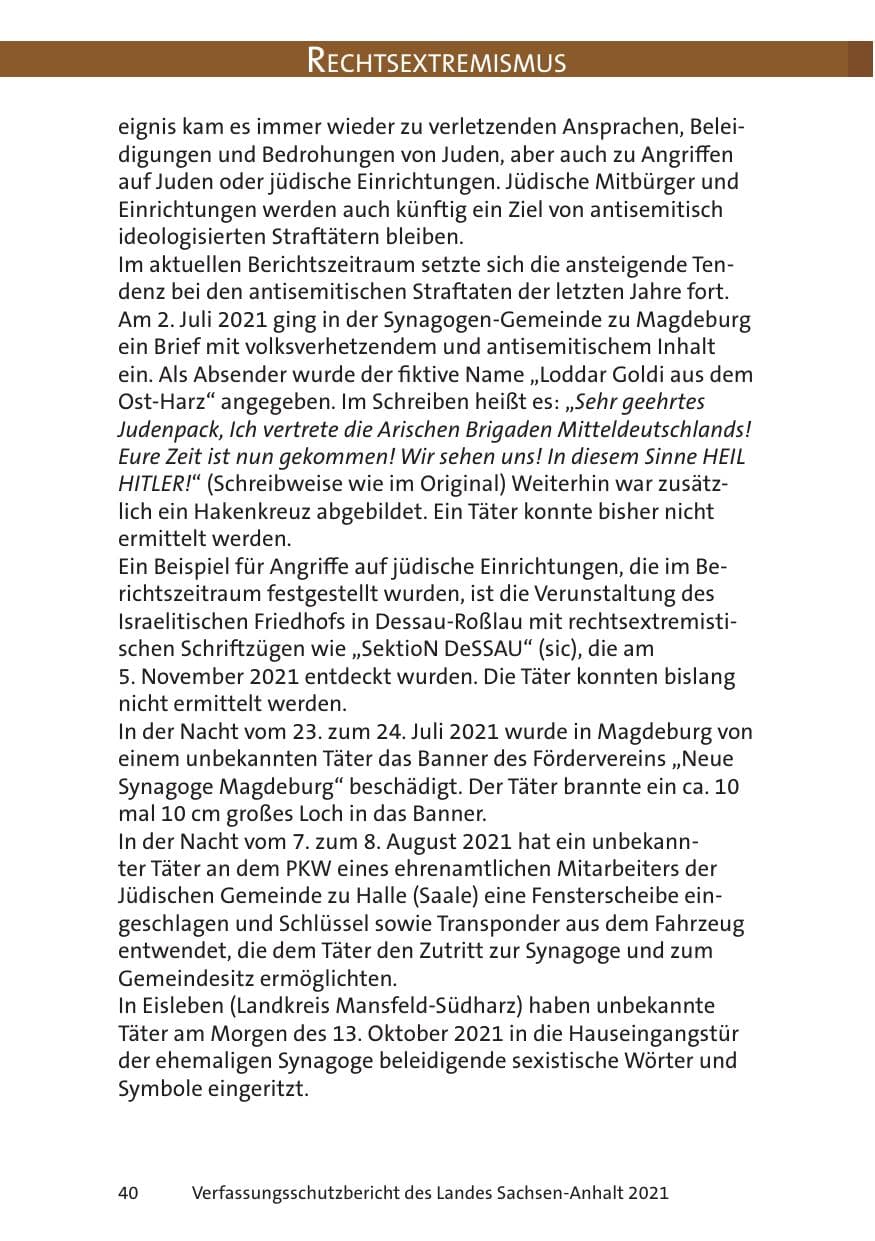 Seite 42 des Verfassungsschutzbericht 2021 Sachsen-Anhalt