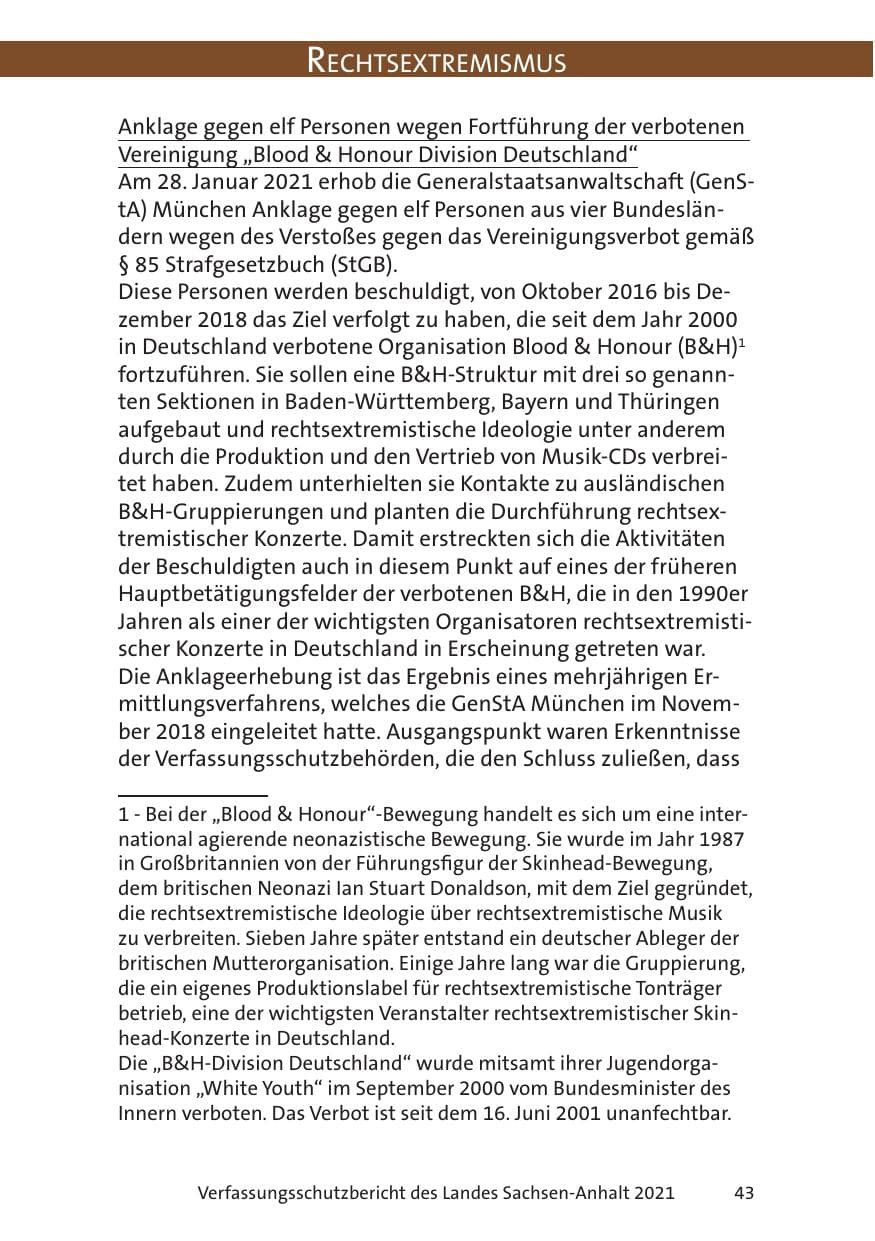 Seite 45 des Verfassungsschutzbericht 2021 Sachsen-Anhalt