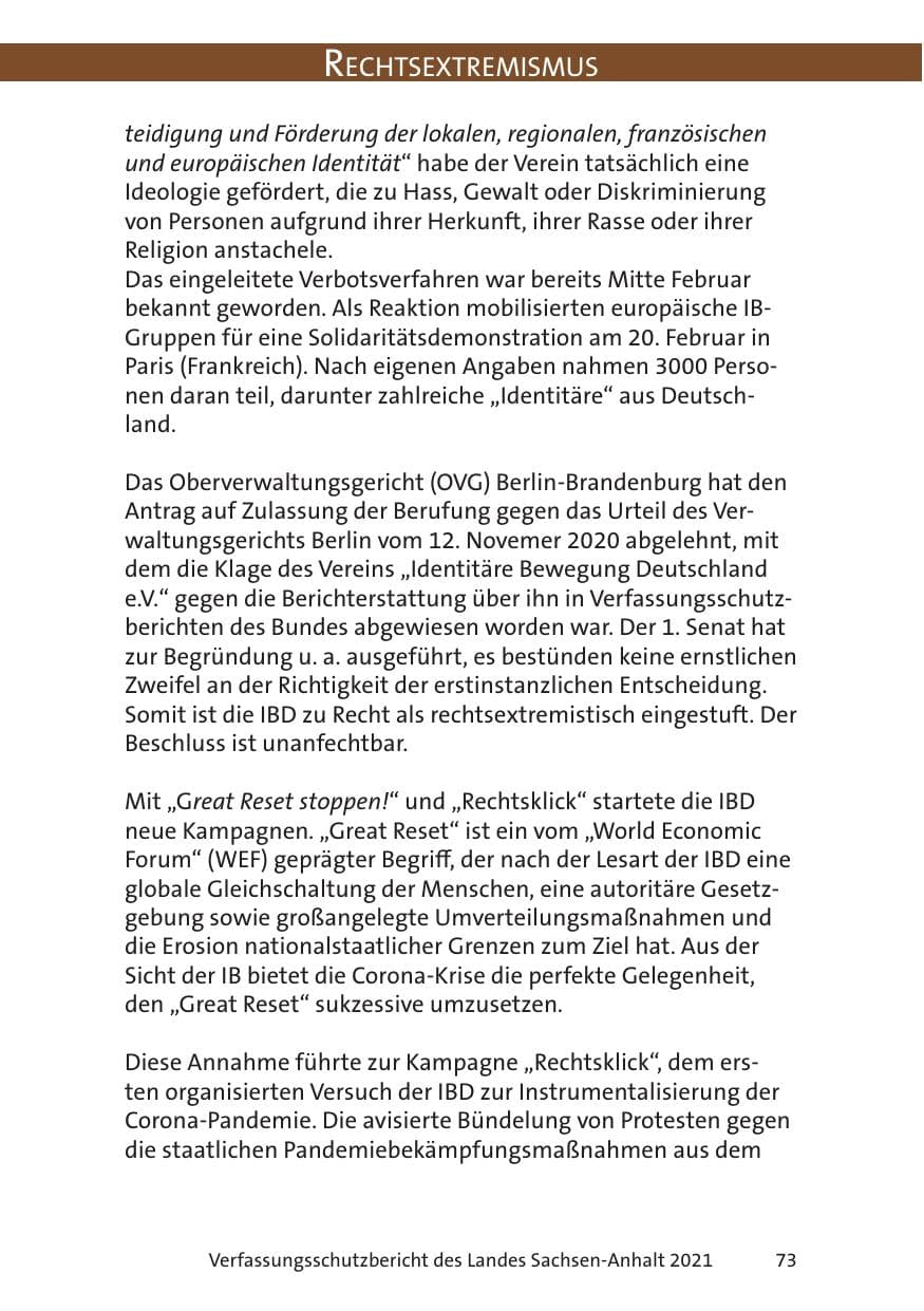 Seite 75 des Verfassungsschutzbericht 2021 Sachsen-Anhalt