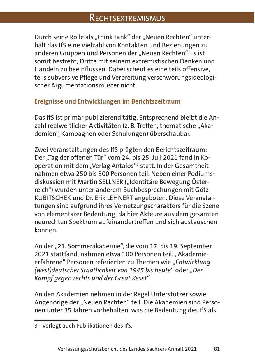 Seite 83 des Verfassungsschutzbericht 2021 Sachsen-Anhalt