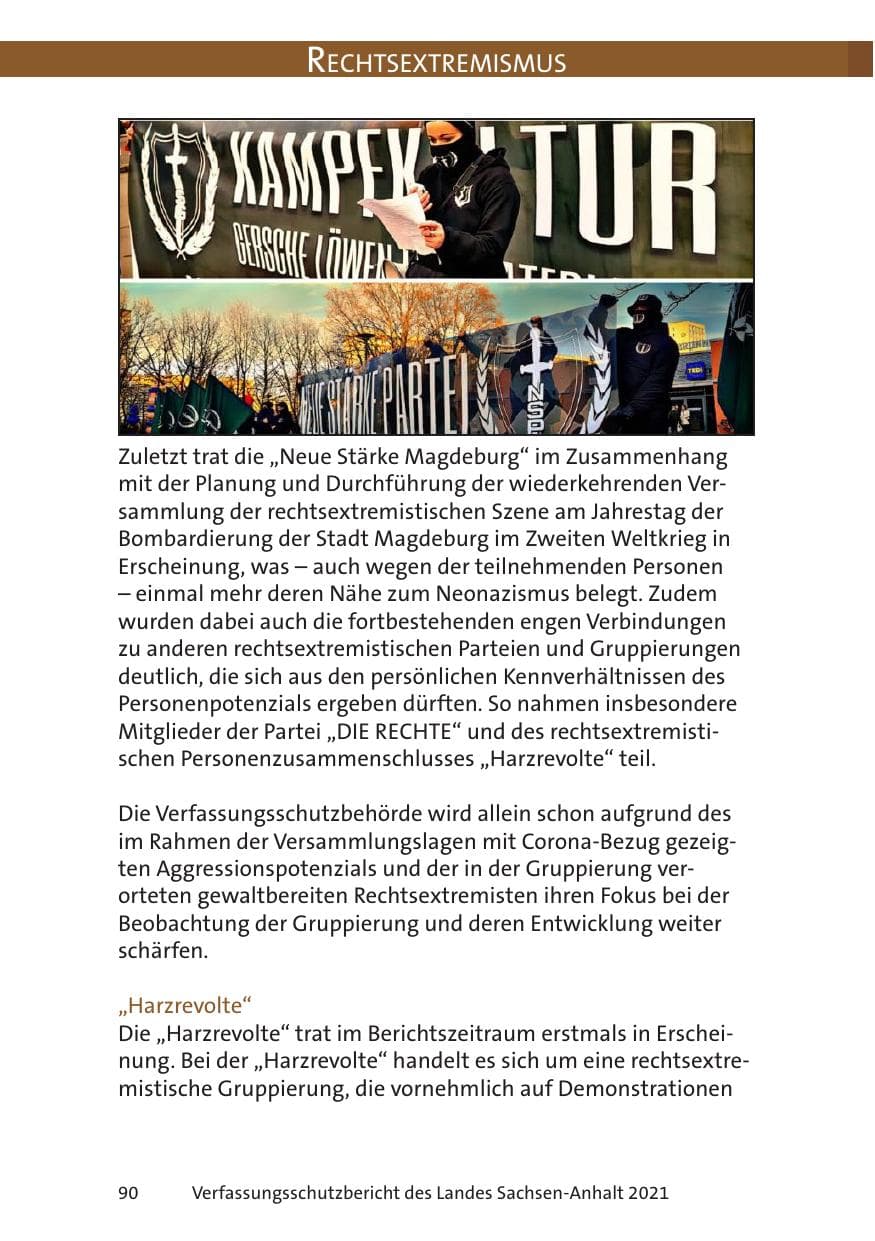 Seite 92 des Verfassungsschutzbericht 2021 Sachsen-Anhalt