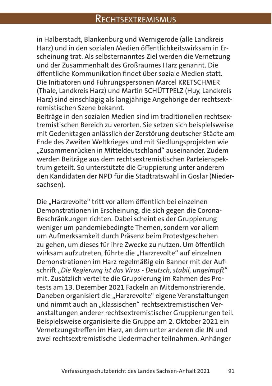 Seite 93 des Verfassungsschutzbericht 2021 Sachsen-Anhalt