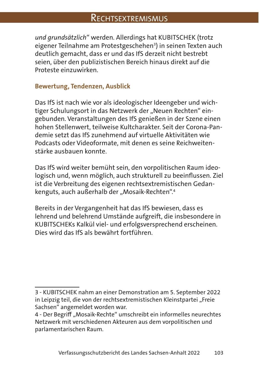 Seite 105 des Verfassungsschutzbericht 2022 Sachsen-Anhalt
