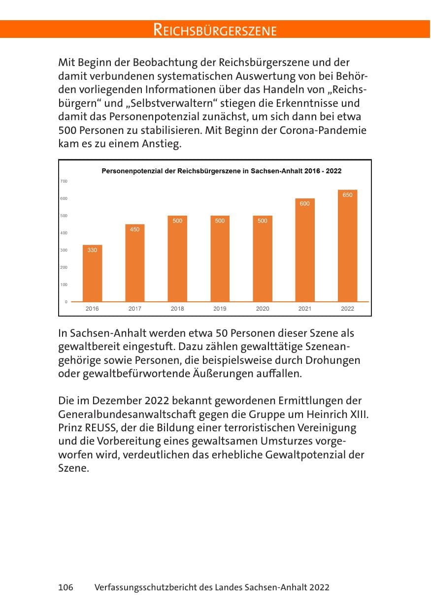 Seite 108 des Verfassungsschutzbericht 2022 Sachsen-Anhalt