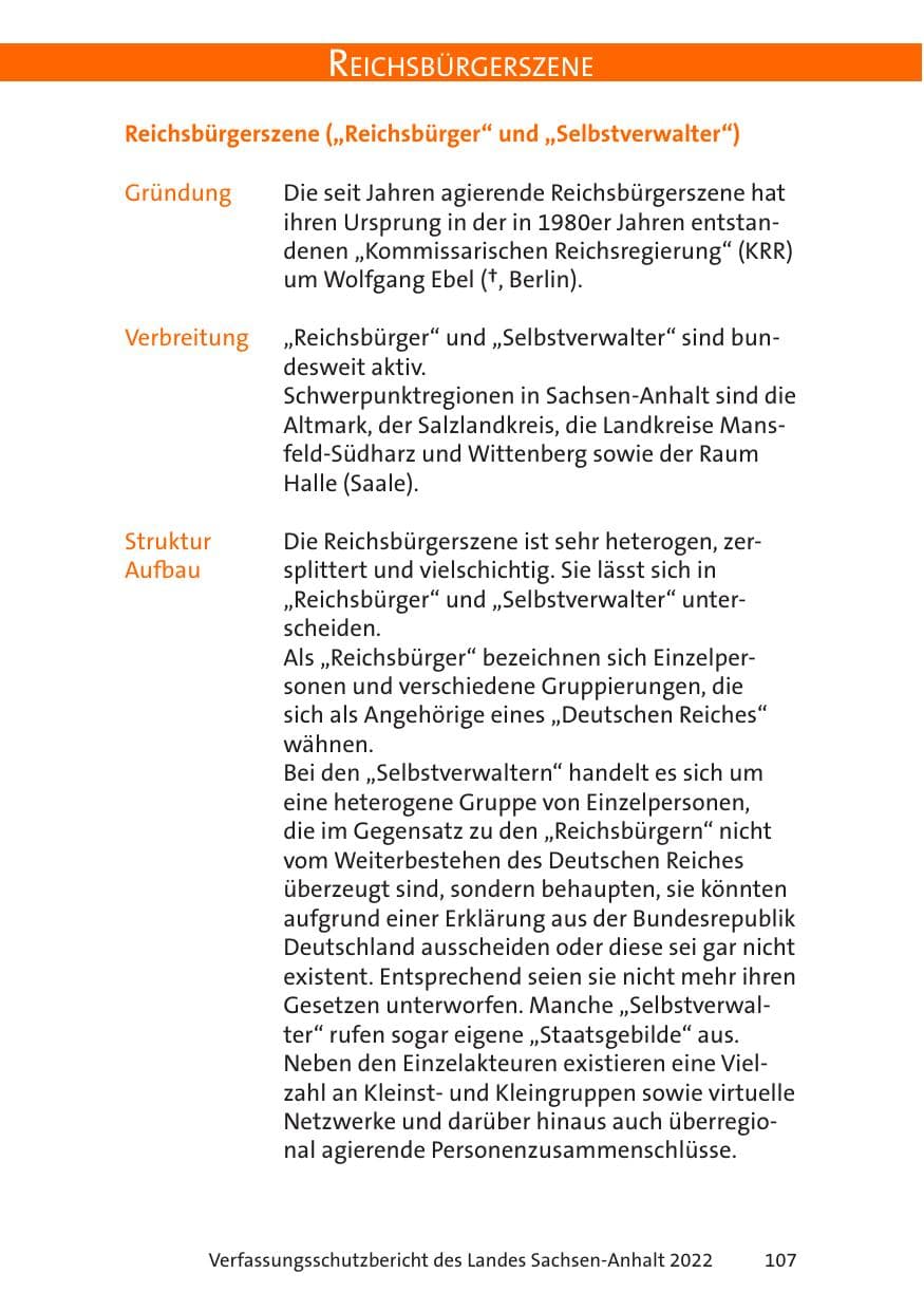 Seite 109 des Verfassungsschutzbericht 2022 Sachsen-Anhalt