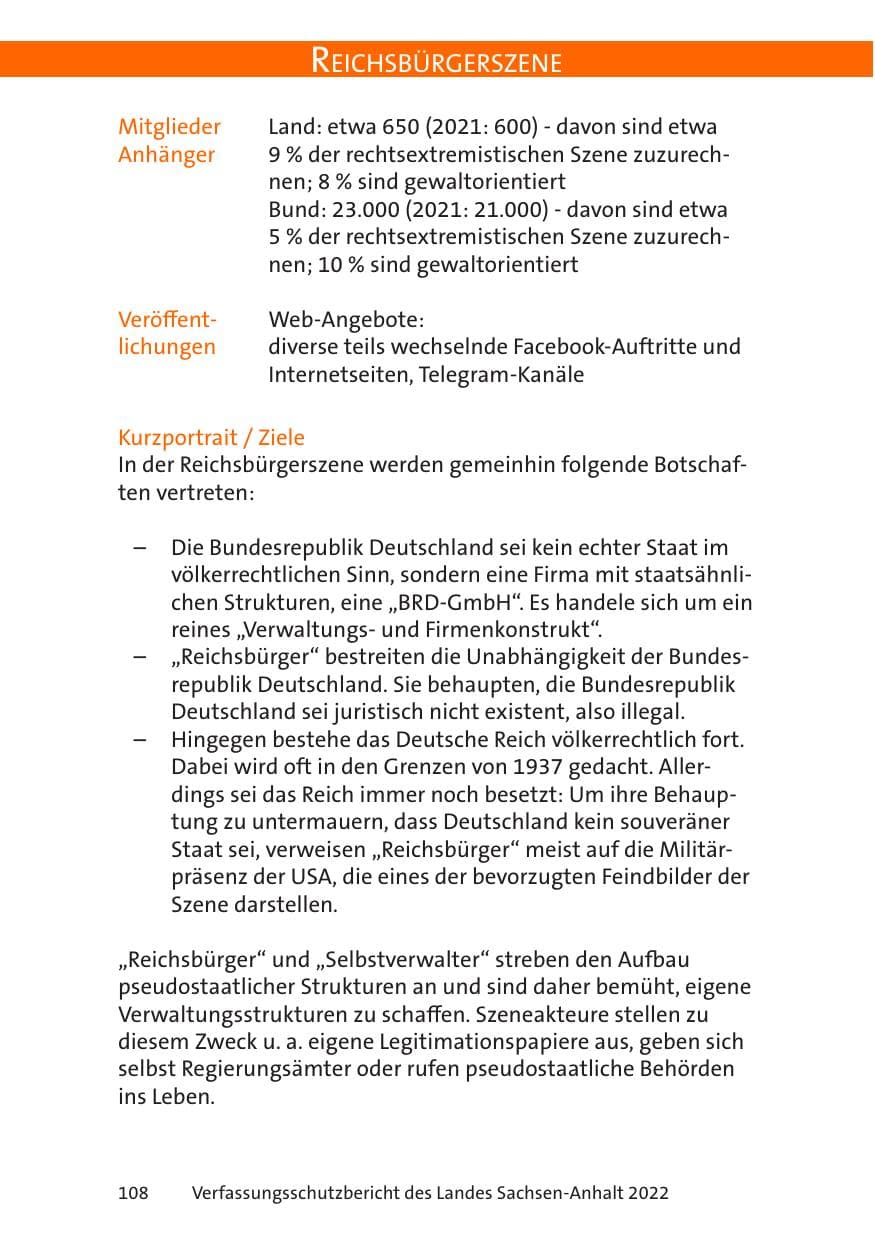 Seite 110 des Verfassungsschutzbericht 2022 Sachsen-Anhalt