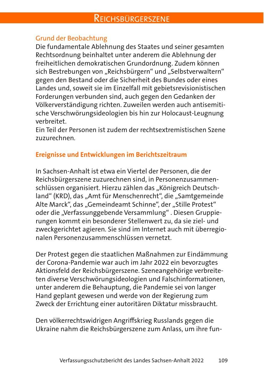 Seite 111 des Verfassungsschutzbericht 2022 Sachsen-Anhalt