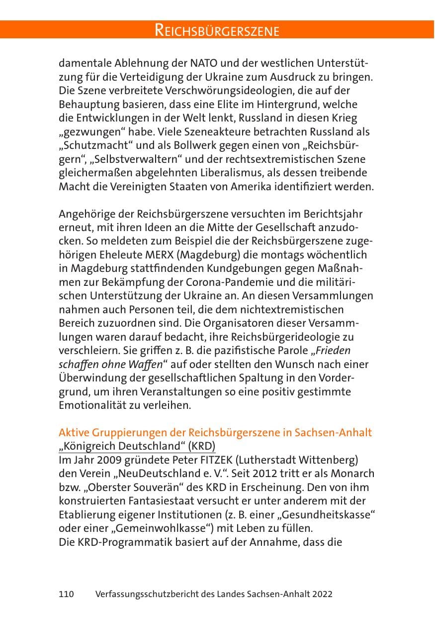 Seite 112 des Verfassungsschutzbericht 2022 Sachsen-Anhalt