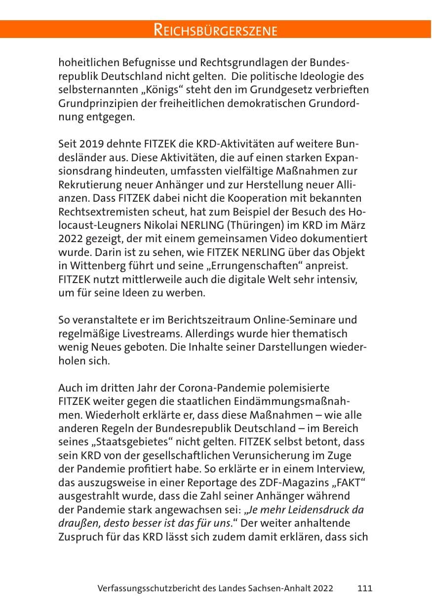 Seite 113 des Verfassungsschutzbericht 2022 Sachsen-Anhalt