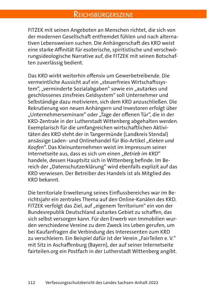 Seite 114 des Verfassungsschutzbericht 2022 Sachsen-Anhalt