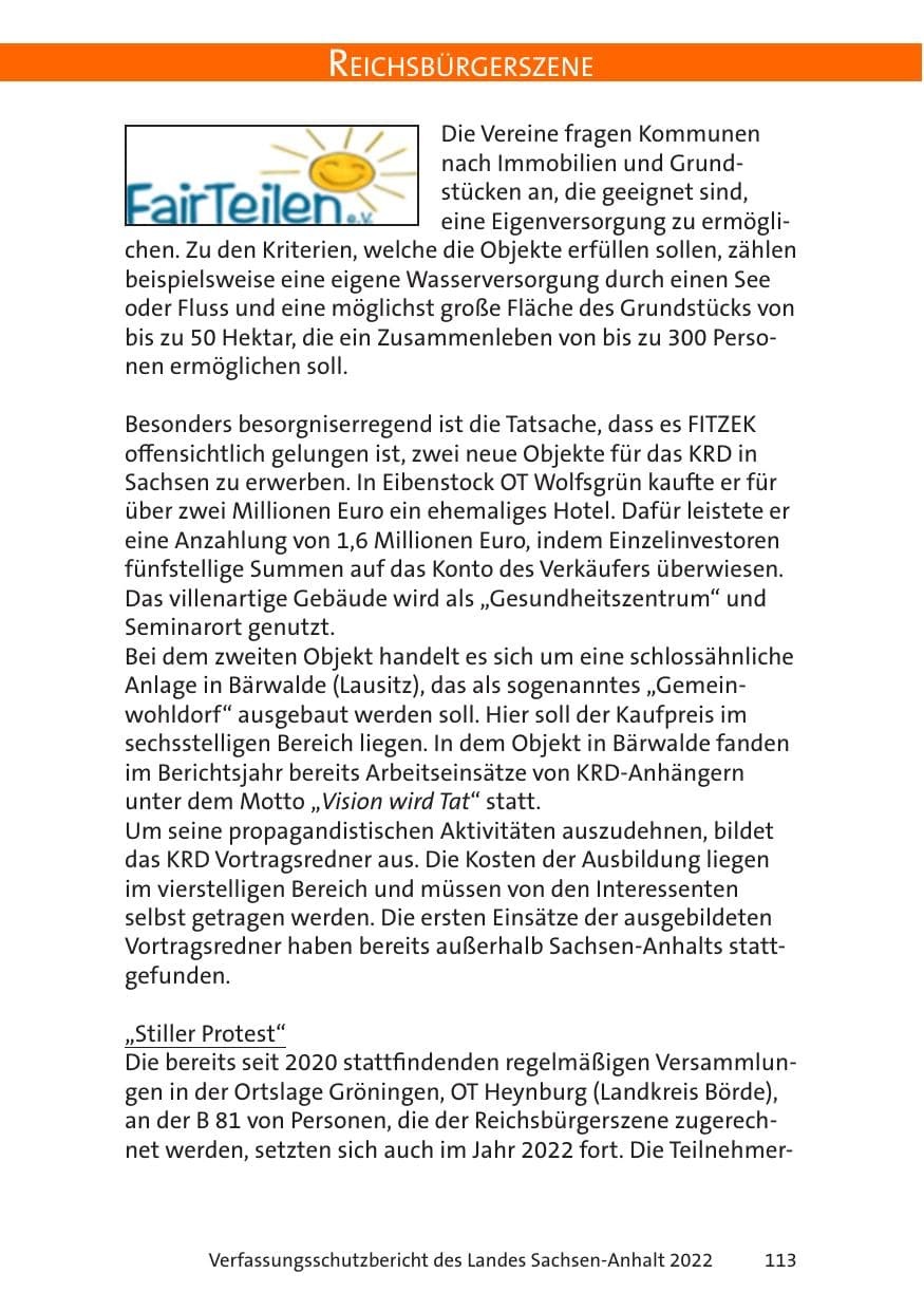 Seite 115 des Verfassungsschutzbericht 2022 Sachsen-Anhalt
