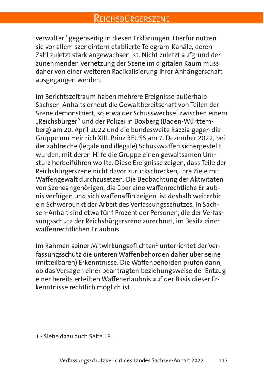 Seite 119 des Verfassungsschutzbericht 2022 Sachsen-Anhalt