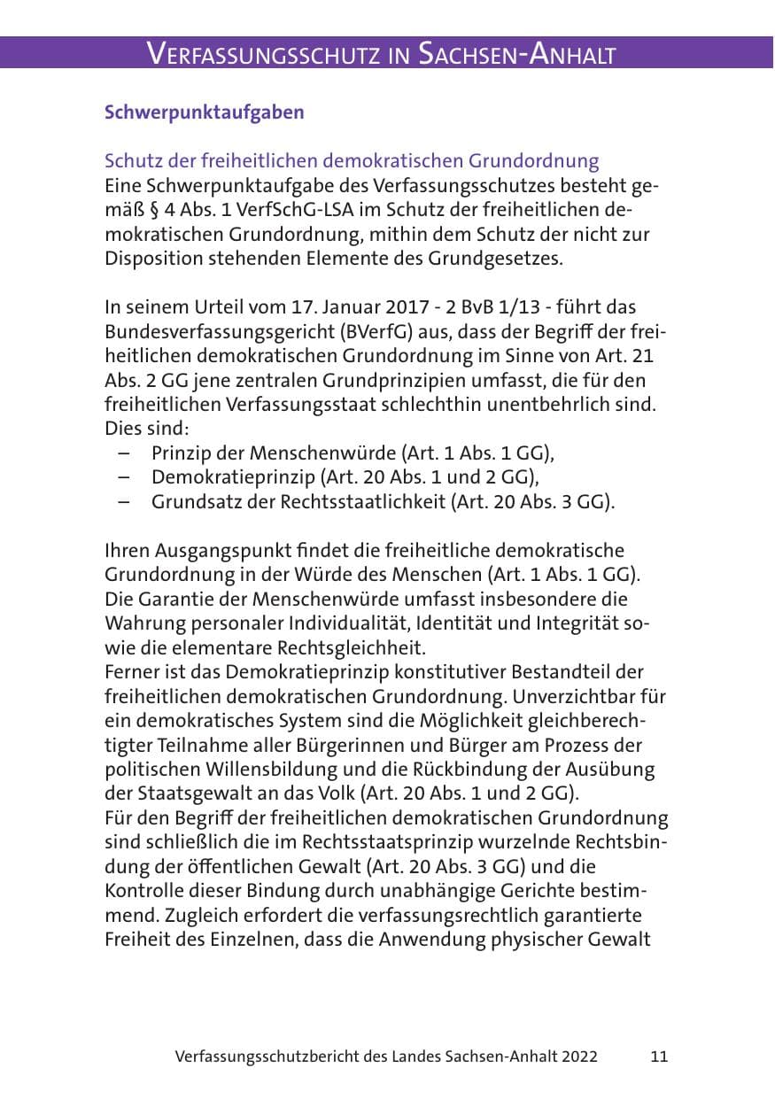 Seite 13 des Verfassungsschutzbericht 2022 Sachsen-Anhalt