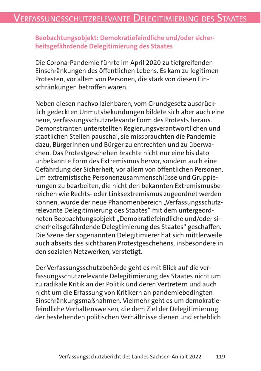 Seite 121 des Verfassungsschutzbericht 2022 Sachsen-Anhalt