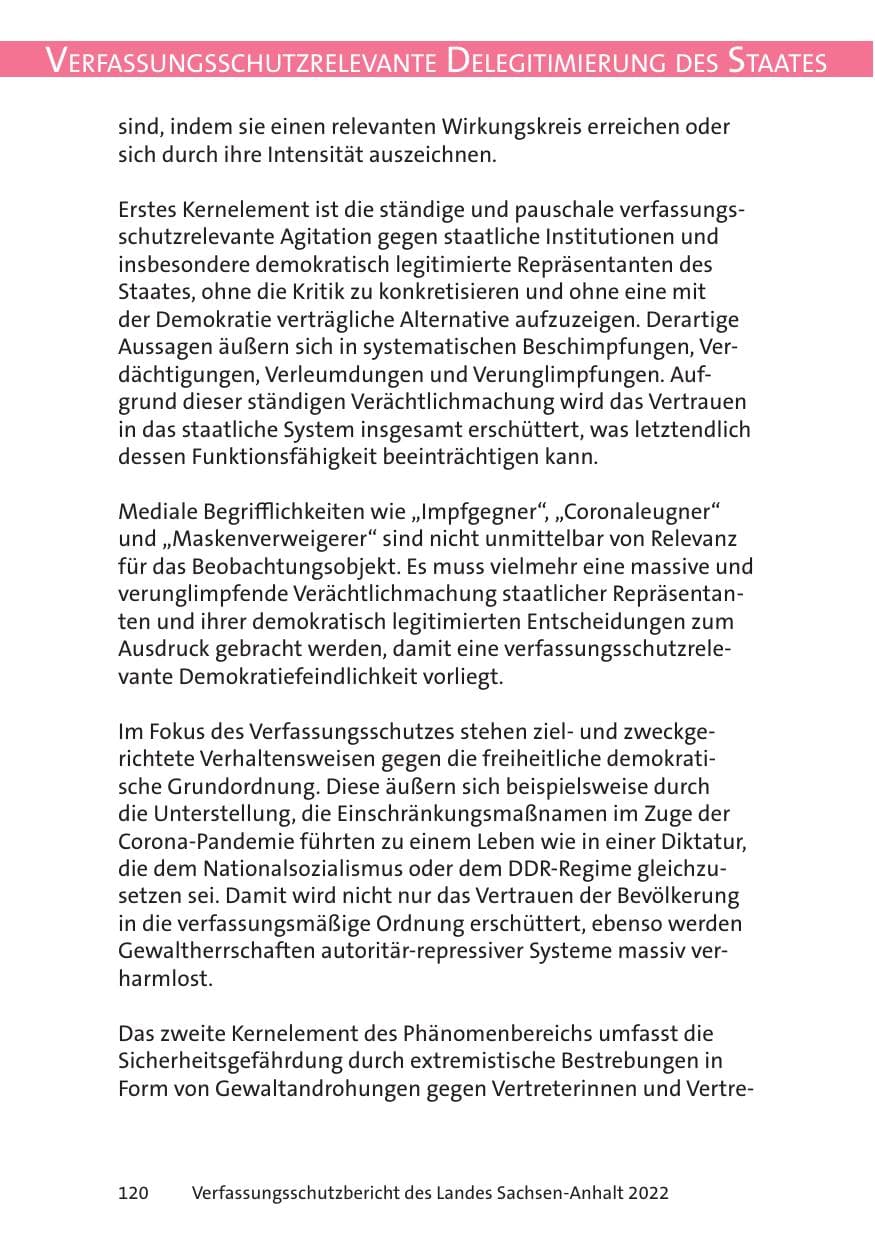 Seite 122 des Verfassungsschutzbericht 2022 Sachsen-Anhalt