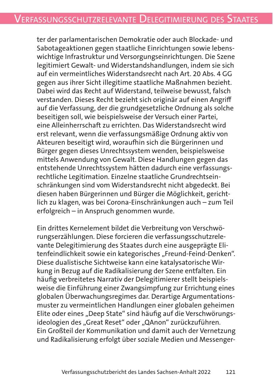 Seite 123 des Verfassungsschutzbericht 2022 Sachsen-Anhalt