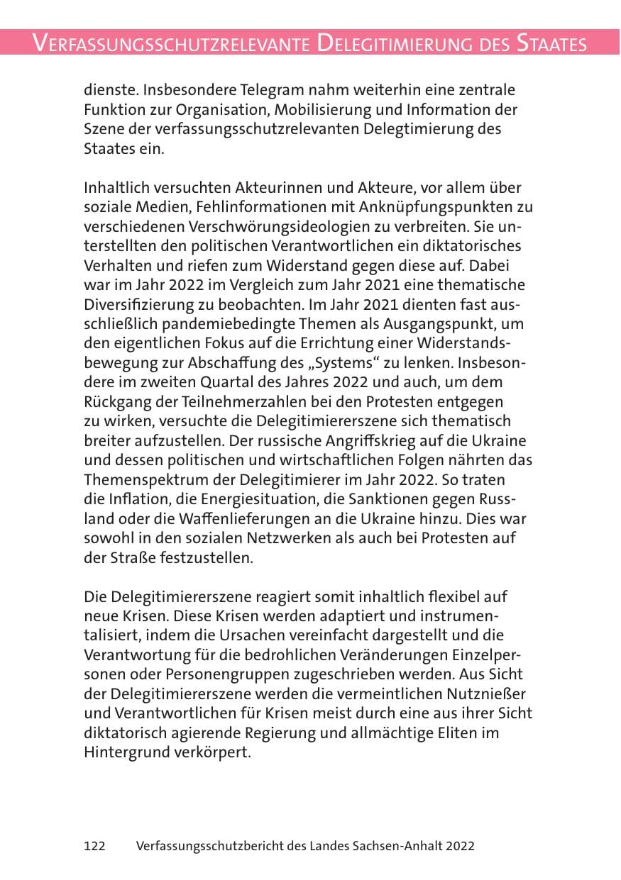 Seite 124 des Verfassungsschutzbericht 2022 Sachsen-Anhalt