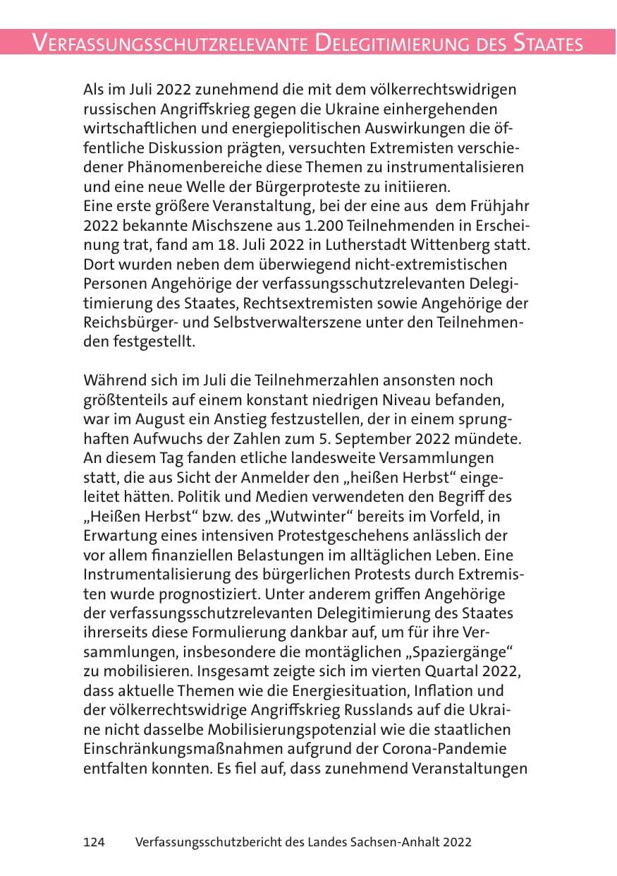 Seite 126 des Verfassungsschutzbericht 2022 Sachsen-Anhalt