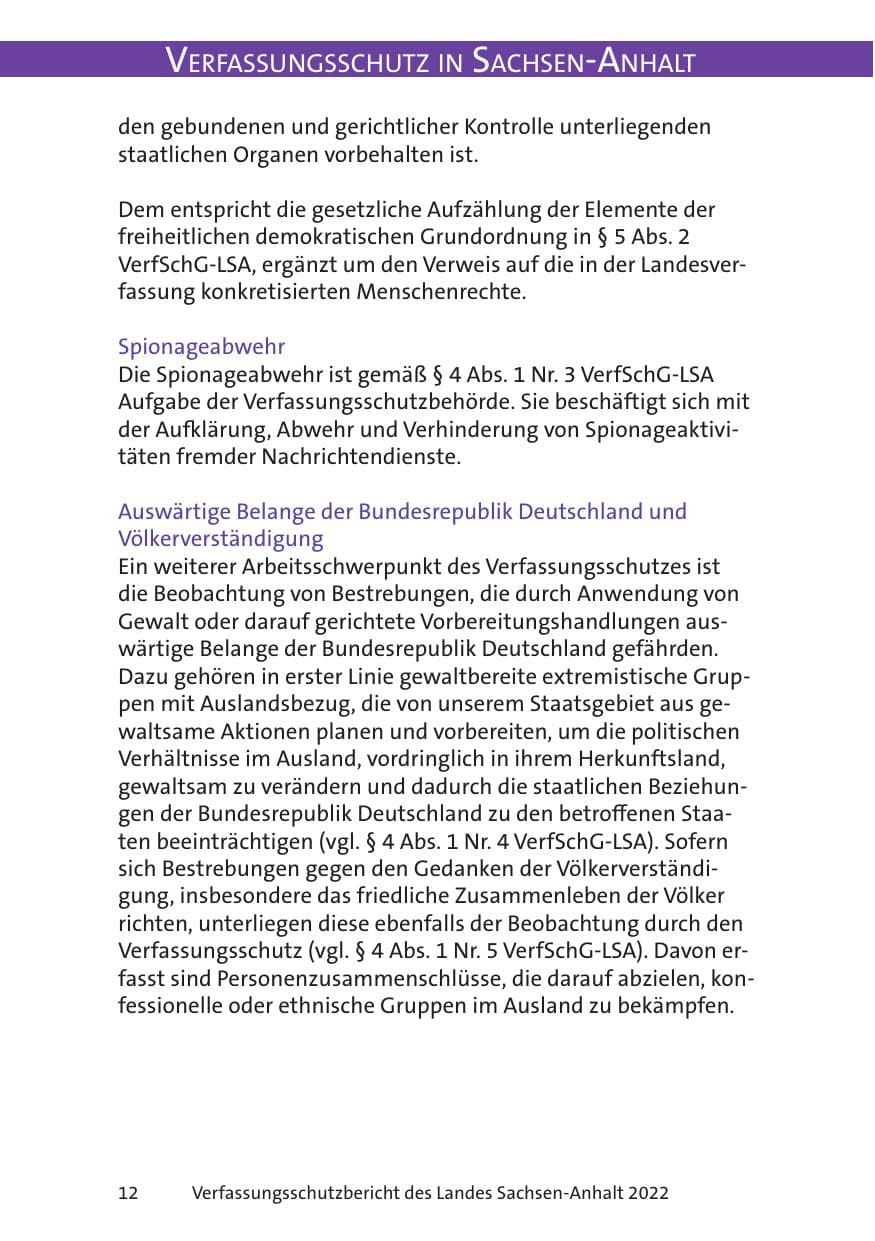 Seite 14 des Verfassungsschutzbericht 2022 Sachsen-Anhalt