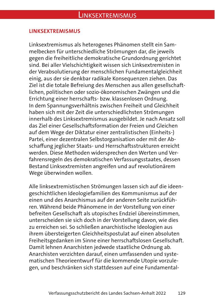 Seite 131 des Verfassungsschutzbericht 2022 Sachsen-Anhalt
