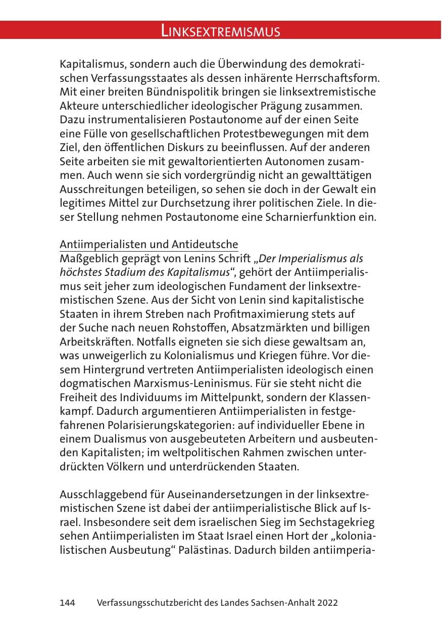 Seite 146 des Verfassungsschutzbericht 2022 Sachsen-Anhalt