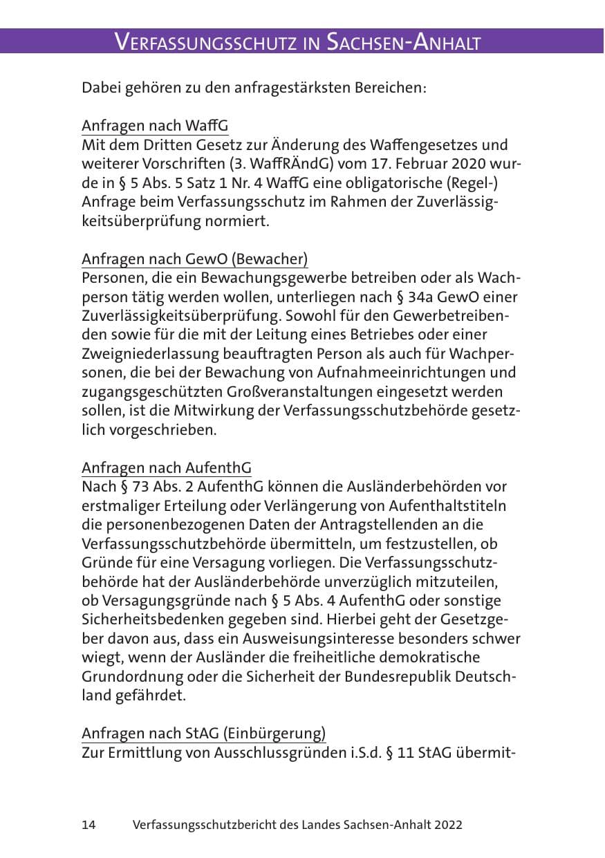 Seite 16 des Verfassungsschutzbericht 2022 Sachsen-Anhalt