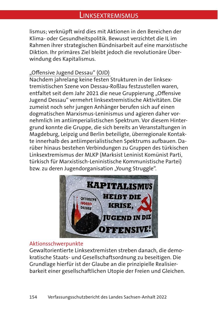 Seite 156 des Verfassungsschutzbericht 2022 Sachsen-Anhalt