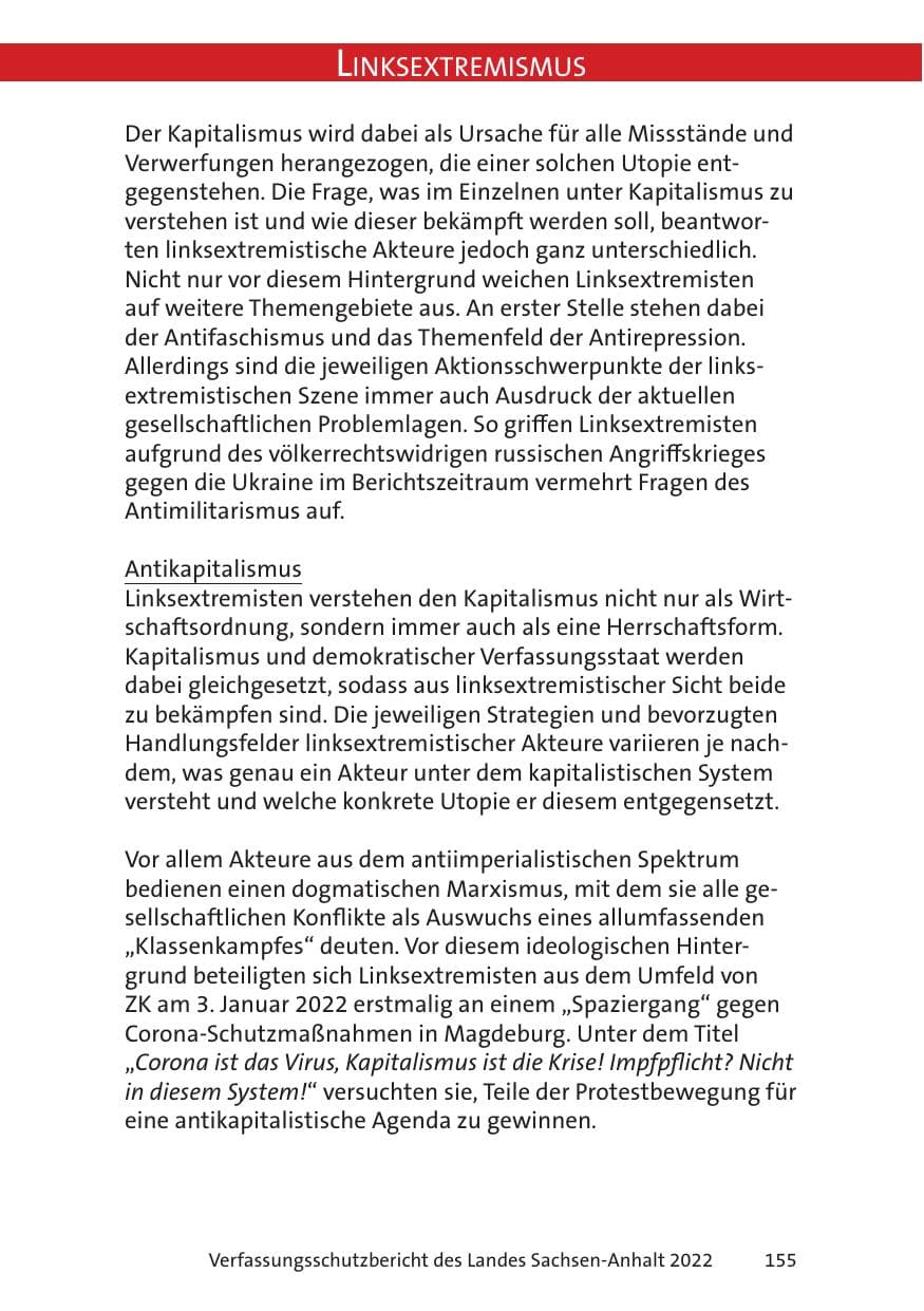 Seite 157 des Verfassungsschutzbericht 2022 Sachsen-Anhalt