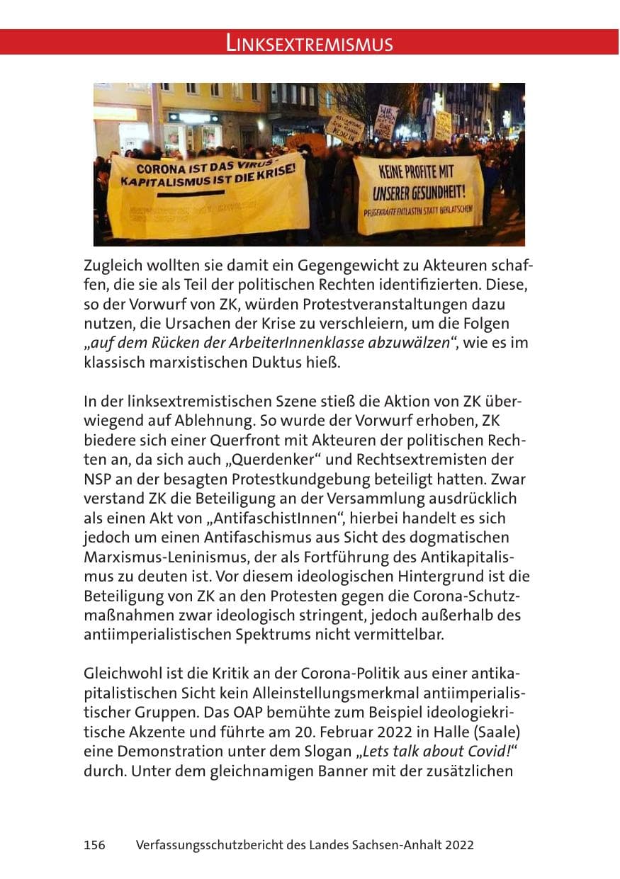 Seite 158 des Verfassungsschutzbericht 2022 Sachsen-Anhalt