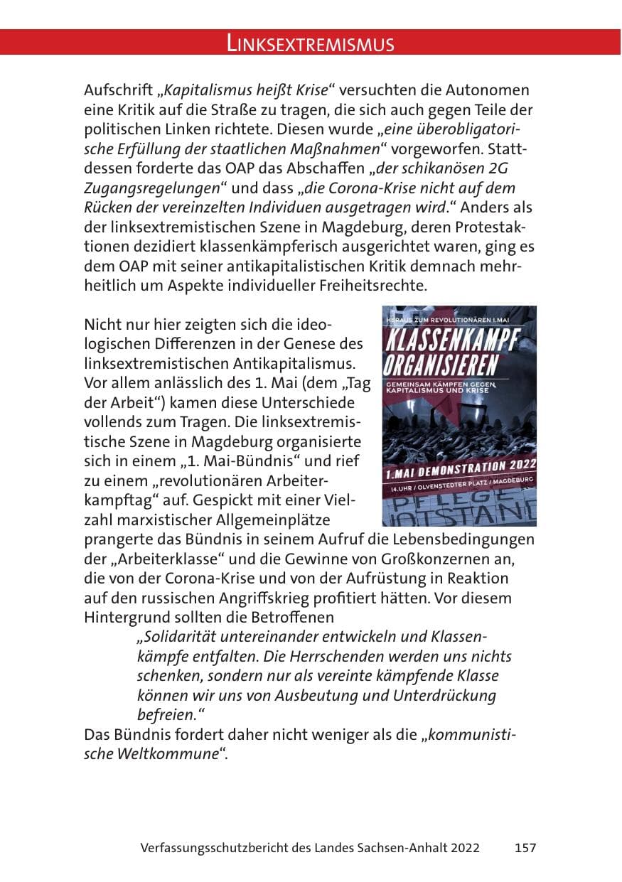 Seite 159 des Verfassungsschutzbericht 2022 Sachsen-Anhalt