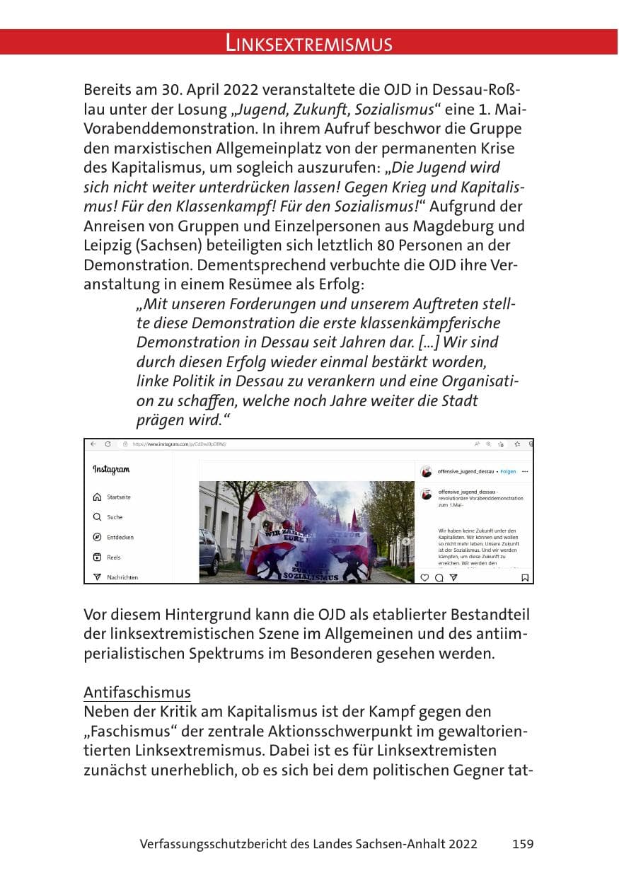 Seite 161 des Verfassungsschutzbericht 2022 Sachsen-Anhalt