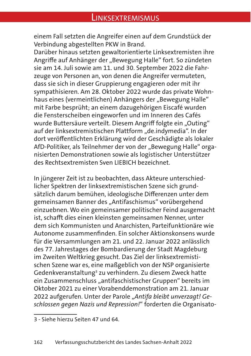Seite 164 des Verfassungsschutzbericht 2022 Sachsen-Anhalt