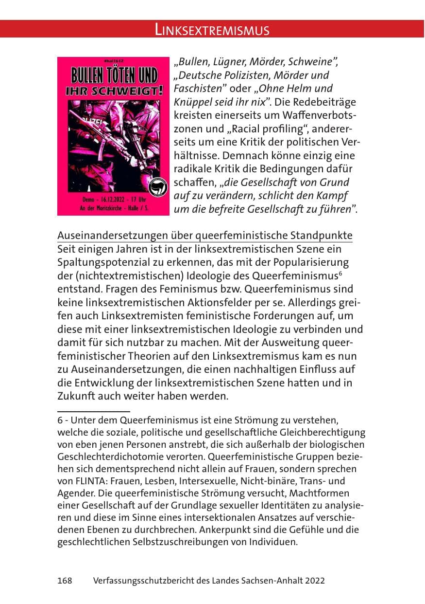 Seite 170 des Verfassungsschutzbericht 2022 Sachsen-Anhalt