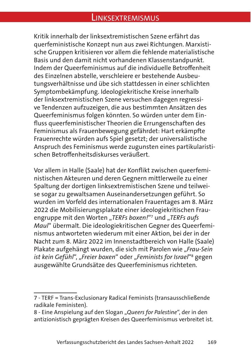 Seite 171 des Verfassungsschutzbericht 2022 Sachsen-Anhalt