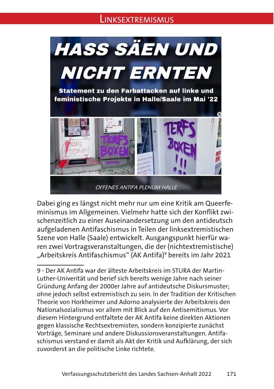 Seite 173 des Verfassungsschutzbericht 2022 Sachsen-Anhalt