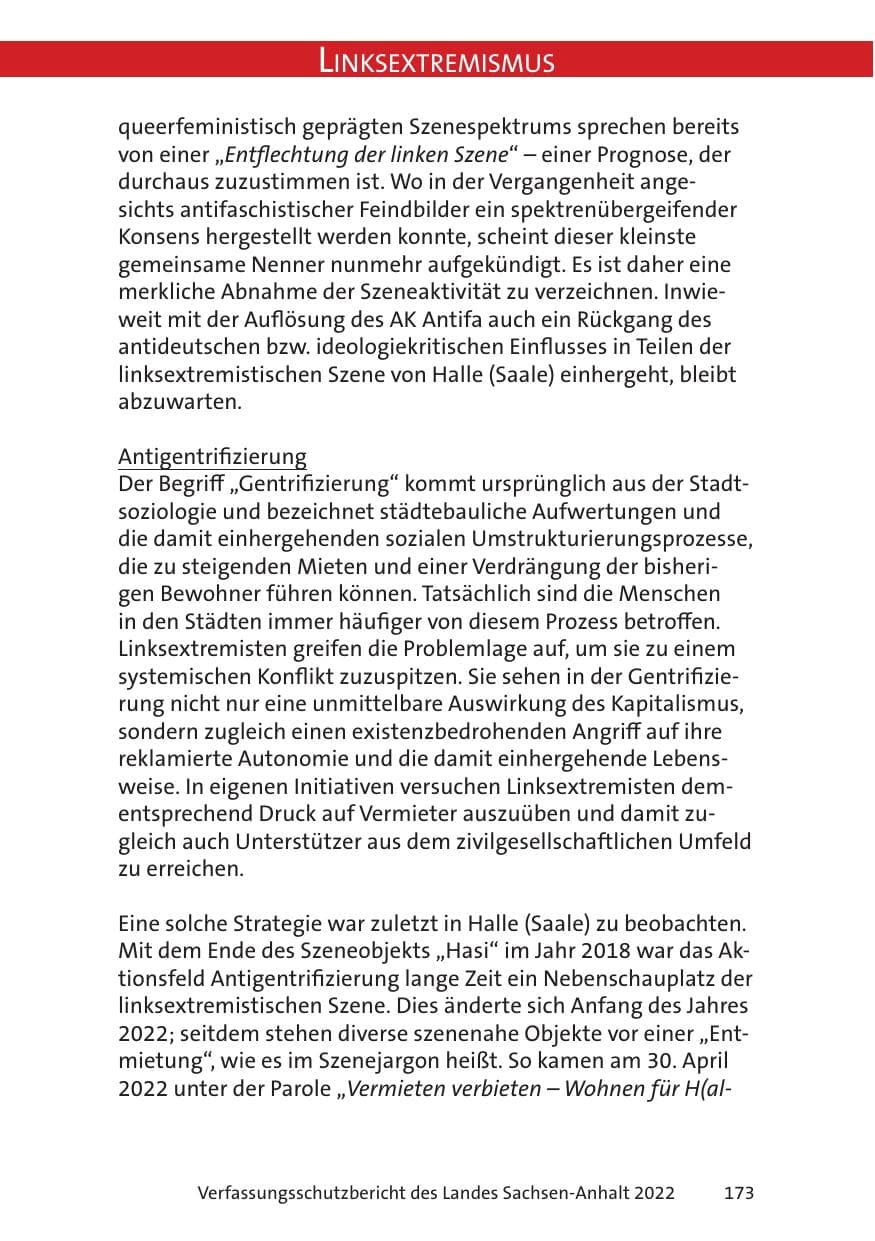 Seite 175 des Verfassungsschutzbericht 2022 Sachsen-Anhalt