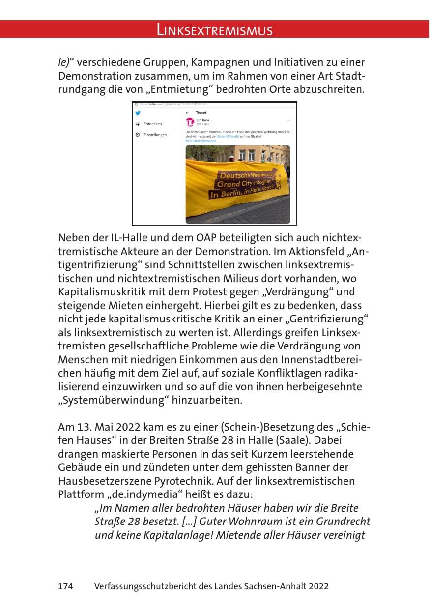 Seite 176 des Verfassungsschutzbericht 2022 Sachsen-Anhalt